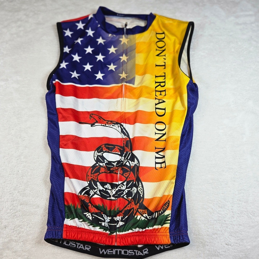 Weimostar Mens Gadsden Flag Cycling Jersey Sleeveless Dont Tread On Me Medium